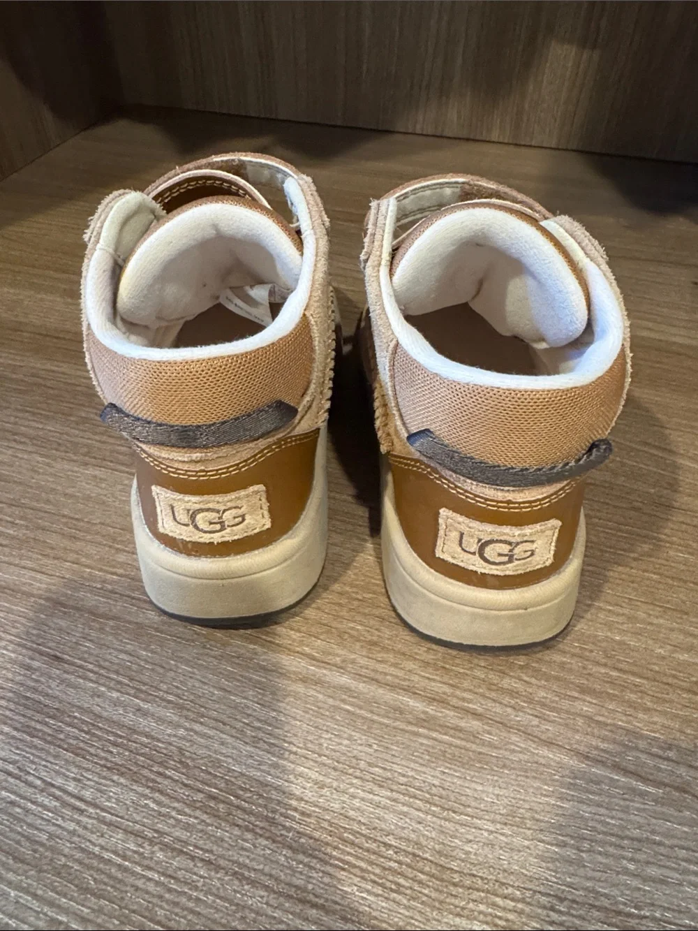 UGG Kids Tan Suede Velcro Boots